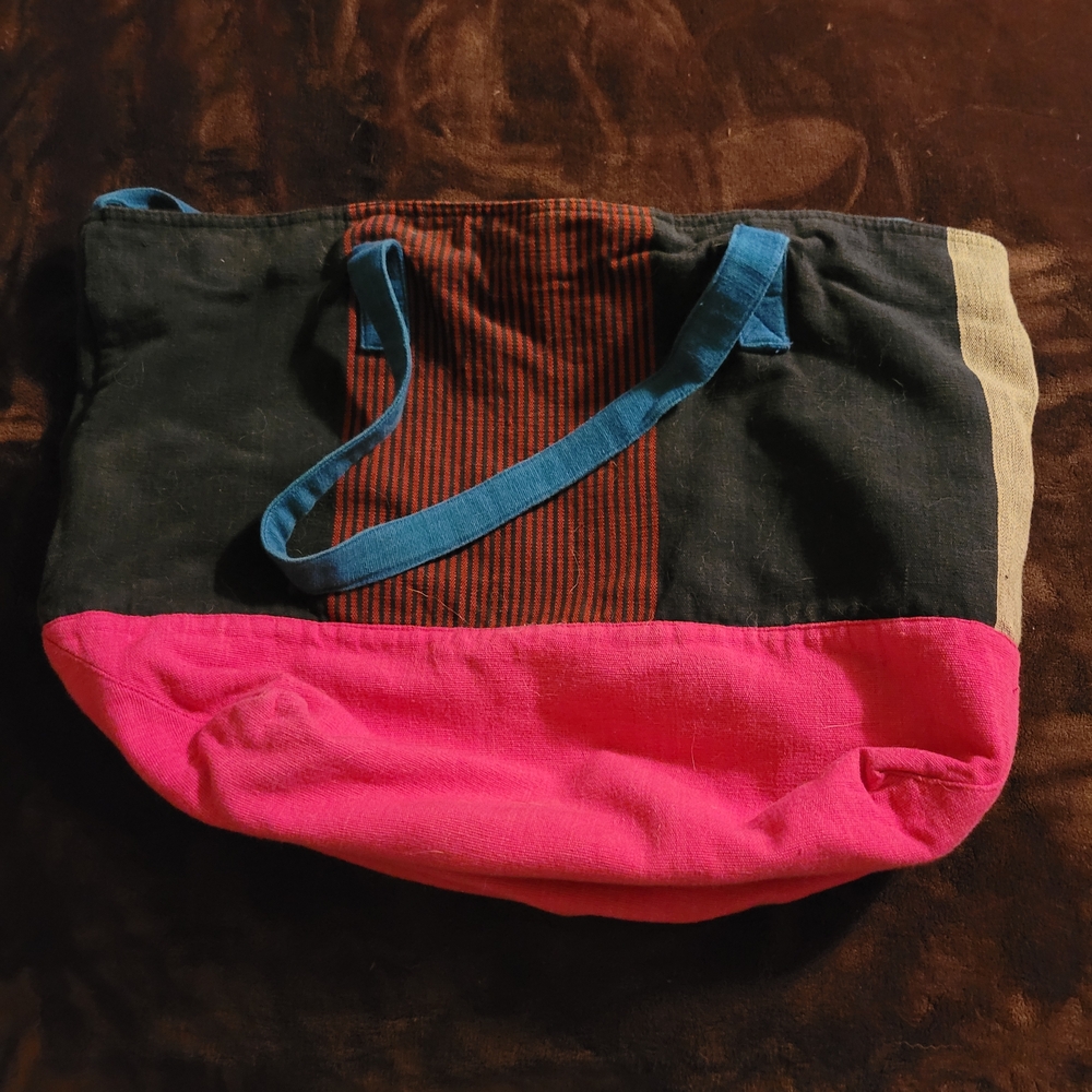 Colorful 100% cotton, hand sewn, hand dyed BoHo  Patchwork Tote Bag